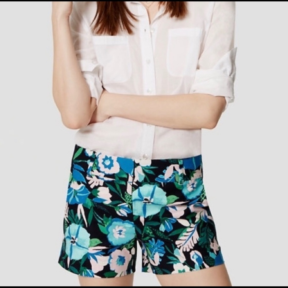 NWT LOFT The Riviera Short Blue Aqua Pink Floral 4 - Picture 3 of 7